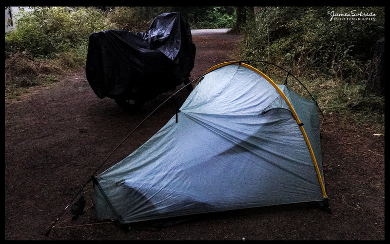 Rained all night in Sequim Campground. Tarptent Moment kept me dry and cozy. 
