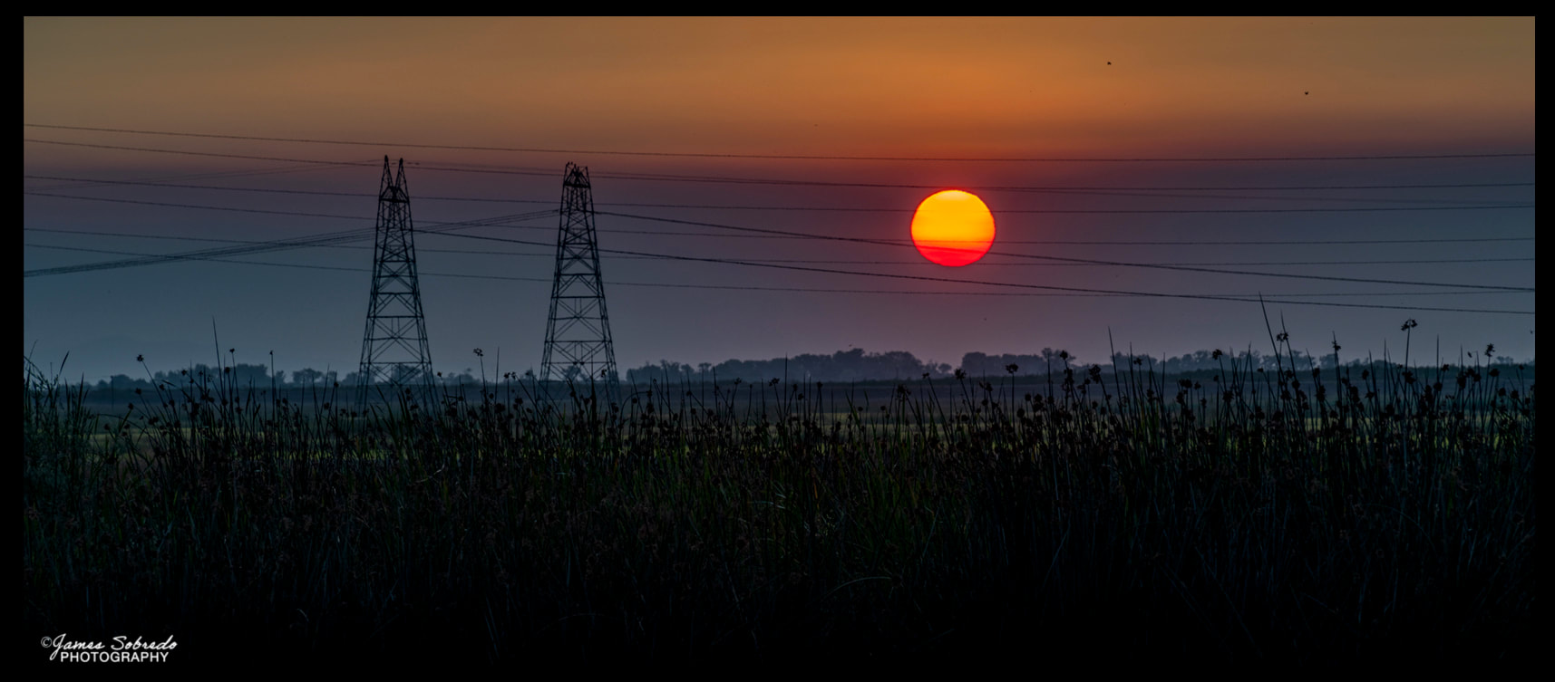 Sunset over Stockton Farms & Delta
