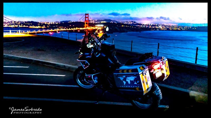 PHOTO: BMW GS Motorcycle at Sunset, Golden Gate National Park