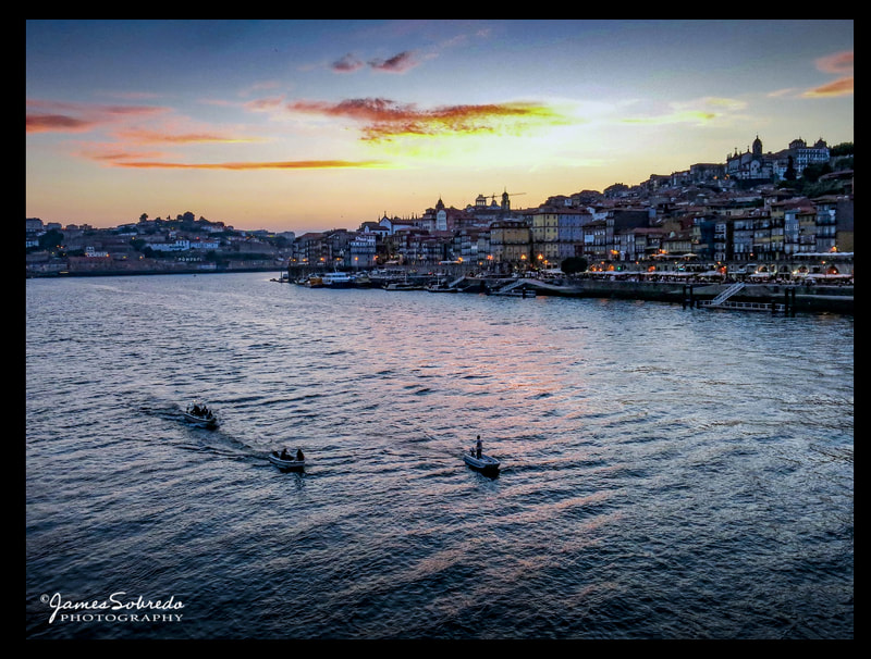 Boats coming home at Sunset, Douro River, Porto