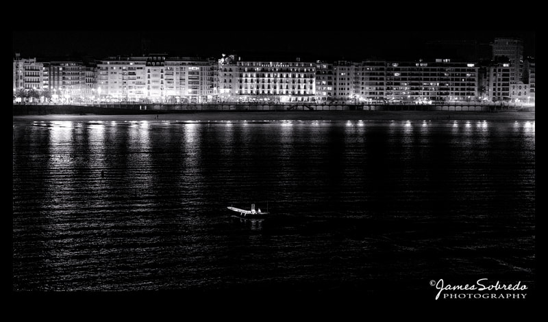 Fisherman at Night in La Concha, Donastia/San Sebastián